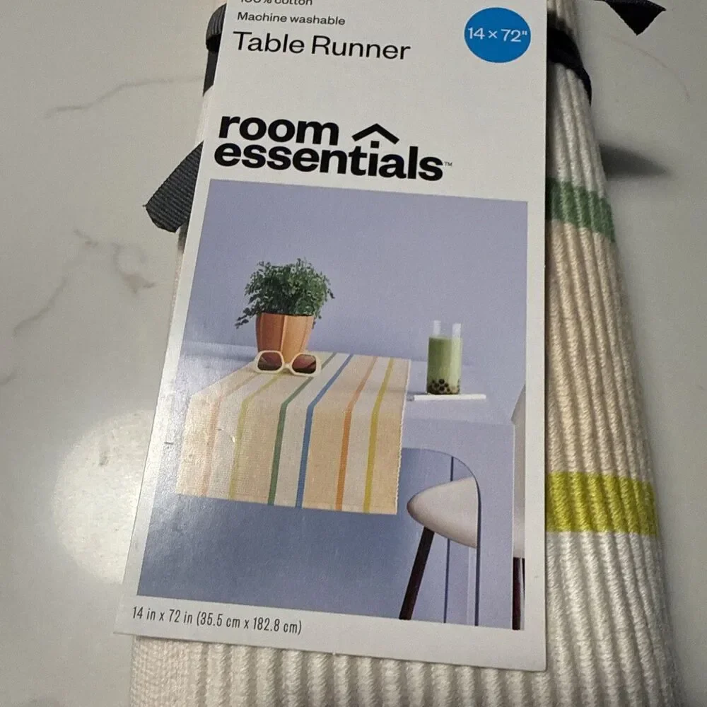 NEW Room Essentials Table Runner 100% Cotton Striped Design 14